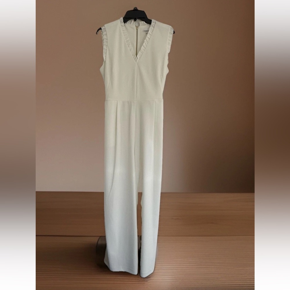 Calvin Klein Ivory Sleeveless Jumpsuit